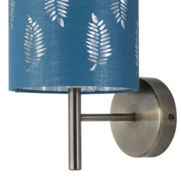 First Choice Lighting Brea - Antique Brass Wall Light With Teal Fern Shade - thumbnail 2