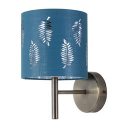 First Choice Lighting Brea - Antique Brass Wall Light With Teal Fern Shade