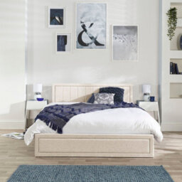 Aspire Castleton Natural Linen Quilted Headboard Ottoman Bed, Size King - thumbnail 3