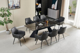 Stratus Interiors Chicago Extendable Ceramic Top Dining Table - Black, Modern Extendable Design, 160-200 Cm - thumbnail 3
