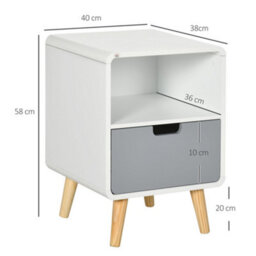 Wyld Haus Neselo Yozi Set Of 2 Scandinavian-Style Wooden Bedside Tables With Drawer And Shelf - thumbnail 3