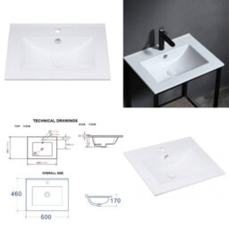 Impact Furniture Bathroom Vanity Unit With Sink 600mm Beige Wall Cabinet Floating 2 Drawer Cashmere Storage Dalia - thumbnail 7