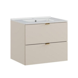 Impact Furniture Bathroom Vanity Unit With Sink 600mm Beige Wall Cabinet Floating 2 Drawer Cashmere Storage Dalia - thumbnail 6