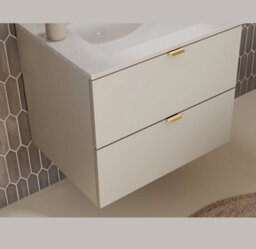 Impact Furniture Bathroom Vanity Unit With Sink 600mm Beige Wall Cabinet Floating 2 Drawer Cashmere Storage Dalia - thumbnail 4