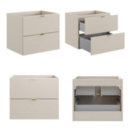 Impact Furniture Bathroom Vanity Unit With Sink 600mm Beige Wall Cabinet Floating 2 Drawer Cashmere Storage Dalia - thumbnail 9