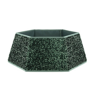 Holly International Christmas Tree Skirt - Green Sequin - image 1