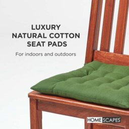 Homescapes Dark Olive Seat Pads Or Cotton Chair Cushions 40X40 Cm, Set Of 4 Plain Chair Pads For Dining, Kitchen Or Outdoor - thumbnail 2