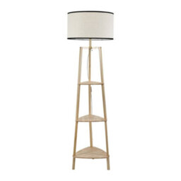 Valuelights Hiru Natural 3 Tier Shelf Floor Lamp With Black Trim Linen Shade - thumbnail 7