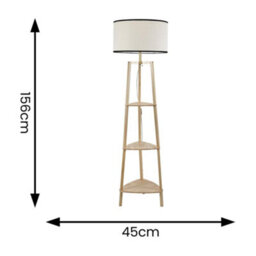 Valuelights Hiru Natural 3 Tier Shelf Floor Lamp With Black Trim Linen Shade - thumbnail 8
