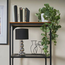 Valuelights Marissa Pair Of Black Chrome Table Lamps With Black Faux Silk Shades - thumbnail 6