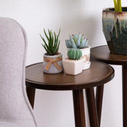 Fativo  2X Small Side Table Round End Table Wood Plant Stand 3-Legs Stool Furniture Home 305mmw - thumbnail 8