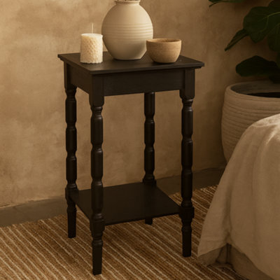 Wyld Haus San Antonio Vintage Black Wooden Side Table With Bottom Shelf By - image 1