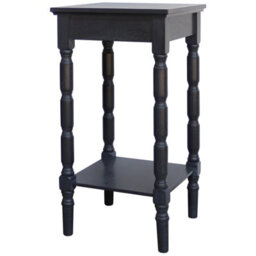 Wyld Haus San Antonio Vintage Black Wooden Side Table With Bottom Shelf By - thumbnail 2