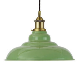 Mint Green St Edmund's Painted Dome Pendant Light With Matt Antique Brass Lamp Holder And Black Twisted Cable - Se Home