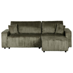 Beliani Corner Sofa Bed 3 Seater Abacka Corduroy Green With Storage Left Hand - thumbnail 4