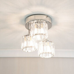 Valuelights Beth Silver Chrome 3 Way Drop Ceiling Light Fitting With Clear Glass Textured Shades - Led Bulbs Included