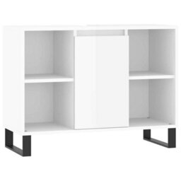 Berkfield Industrial Bathroom Cabinet High Gloss White 80X33X60 Cm Engineered Wood - thumbnail 1