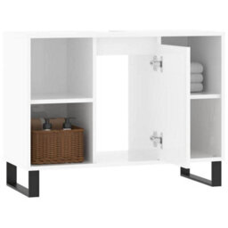 Berkfield Industrial Bathroom Cabinet High Gloss White 80X33X60 Cm Engineered Wood - thumbnail 4