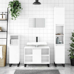 Berkfield Industrial Bathroom Cabinet High Gloss White 80X33X60 Cm Engineered Wood - thumbnail 2