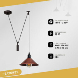 Modern Black Pendant Light Adjustable Hanging Lamp With 2M Cord For Kitchen Islands - thumbnail 4