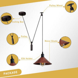 Modern Black Pendant Light Adjustable Hanging Lamp With 2M Cord For Kitchen Islands - thumbnail 6