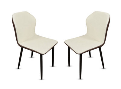 Homion Ergonomic Kitchen Chair Nova Wingback Dining Chair, Faux Leather Upholstered, Set Of 2 - Beige & Brown - image 1