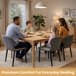 Homion Ergonomic Kitchen Chair Nova Wingback Dining Chair, Faux Leather Upholstered, Set Of 2 - Beige & Brown - thumbnail 7