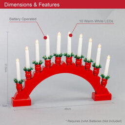 The Christmas Workshop 71169 Red Arched Wooden Candle Bridge With Candle Holders - thumbnail 2