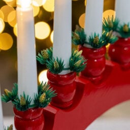 The Christmas Workshop 71169 Red Arched Wooden Candle Bridge With Candle Holders - thumbnail 5