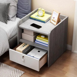 Bedroom Bedside Cabinet Furniture Storage Nightstand Side Table With Drawer - thumbnail 3