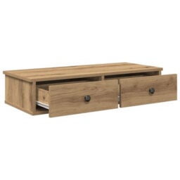Berkfield Durable Wall Shelf With Drawers Artisian Oak 80X31X17 Cm Engineered Wood - thumbnail 7