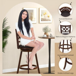 "Costway Set Of 2 Bar Stools Counter Height Chair Pub 360 Swiveling Upholstered Seat 29""" - thumbnail 7