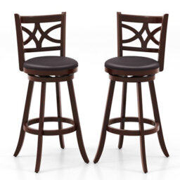 "Costway Set Of 2 Bar Stools Counter Height Chair Pub 360 Swiveling Upholstered Seat 29""" - thumbnail 2