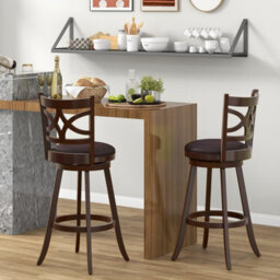 "Costway Set Of 2 Bar Stools Counter Height Chair Pub 360 Swiveling Upholstered Seat 29""" - thumbnail 8