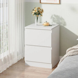 1Pc Bedside Table With Charging Station Nightstand Cabinet Gift White 2 Drawer - thumbnail 6