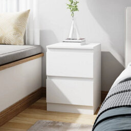 1Pc Bedside Table With Charging Station Nightstand Cabinet Gift White 2 Drawer - thumbnail 5