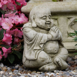 Burgess Content Buddha Stone Statue Reconstituted Oriental Monk Outdoor Garden Ornament - thumbnail 2