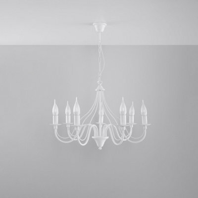 Sollux Lighting Minerwa Steel White 7 Light Classic Chandelier
