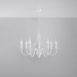 Sollux Lighting Minerwa Steel White 7 Light Classic Chandelier - thumbnail 1