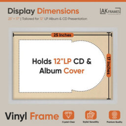 "AK Frames 25X17"" Silver Modern Vinyl Record Frame With Ivory Mount For 12 Inch Lp Cover & Disc - Overlapped Design" - thumbnail 2