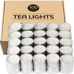 Tea Lights Candles 8 Hour Long Burn Time White Unscented 100 Pack - thumbnail 1