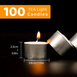 Tea Lights Candles 8 Hour Long Burn Time White Unscented 100 Pack - thumbnail 2