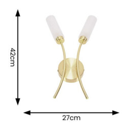 Valuelights Maya 2 Way Curved Brushed Gold Wall Light Fitting For Living Room Lounge Hallway - thumbnail 6