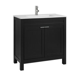 Homestylestore 810mm Black Grey Floorstanding Bathroom Vanity Unit And Chrome Finger Pull Handles