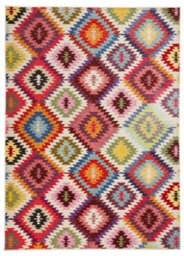 Modern Rug, Stain-Resistant Dining Room Rug, Chequered Rug For Bedroom & Living Room, 7mm Thick Multi Rug-80 X 240Cm (Runner) - thumbnail 4