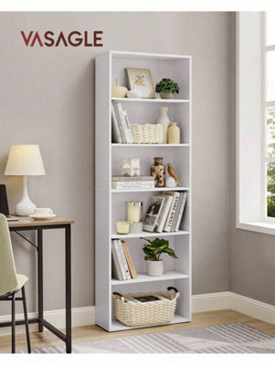 LEDREM Bookcase,,6-Tier Bookshelf,open Storage Shelf, Shelving Unit, White,24 X 60 X 178.5 Cm, For Living Room,,home Office - image 1