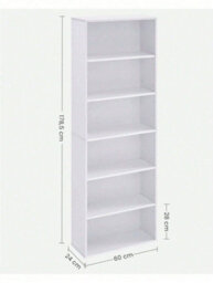 LEDREM Bookcase,,6-Tier Bookshelf,open Storage Shelf, Shelving Unit, White,24 X 60 X 178.5 Cm, For Living Room,,home Office - thumbnail 6