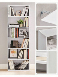 LEDREM Bookcase,,6-Tier Bookshelf,open Storage Shelf, Shelving Unit, White,24 X 60 X 178.5 Cm, For Living Room,,home Office - thumbnail 8