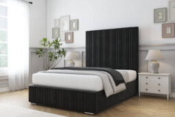 "Sloomy Langston Black Plush Bed Frame With Mattress With 50"" Upholstered Headboard 6' Super King" - thumbnail 2
