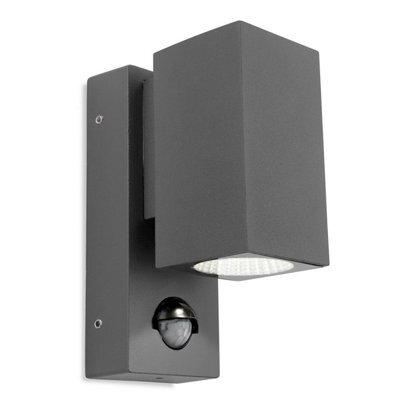 Luminosa Lighting Luminosa Dino Led 1 Light Single Outdoor Wall Light Light, Pir Graphite Ip44